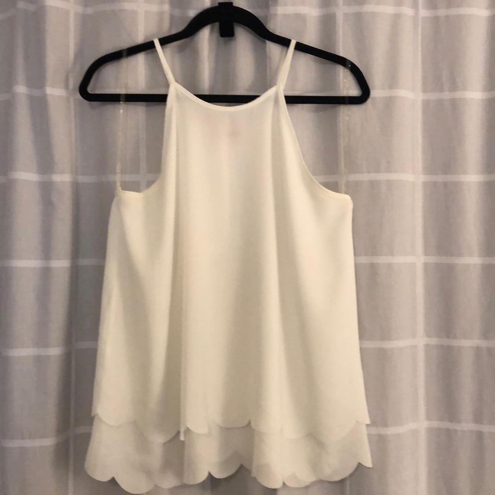 Tulip back, scallop hem tank